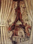 Delaunay, Robert Eiffel Tower  in front of Curtain painting